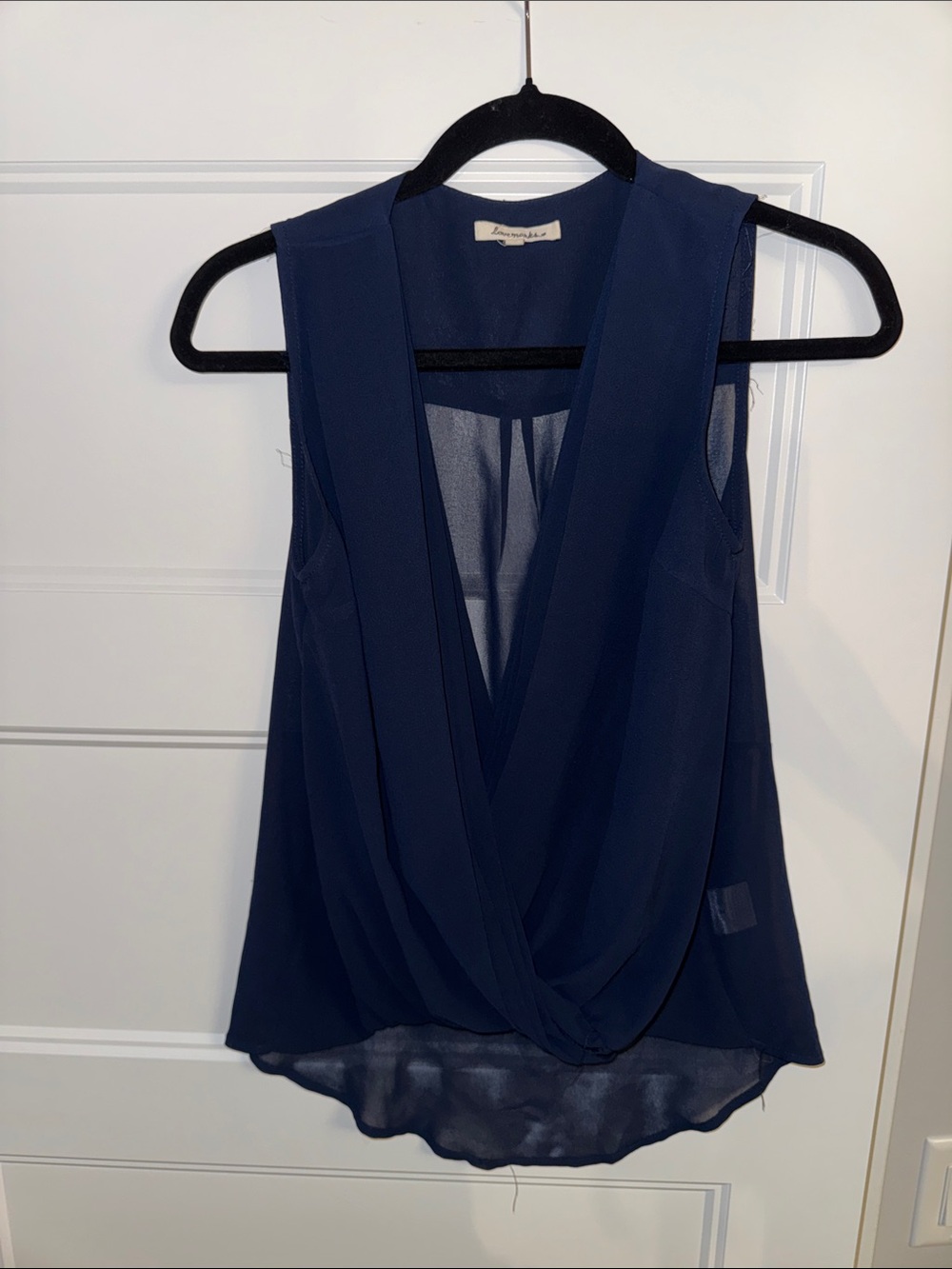 Sleeveless Navy Surplice Chiffon Camisole